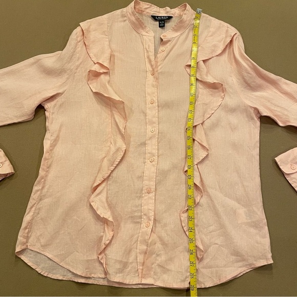 Ralph Lauren Black Label Ruffle Linen Button Down Top Size XL - Picture 10 of 10